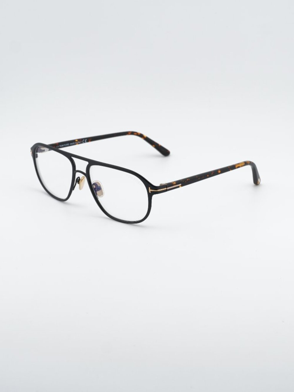Tom Ford FT5751-B 001 Eyeglasses Black 55mm Aviator Frame, Blue Light Block